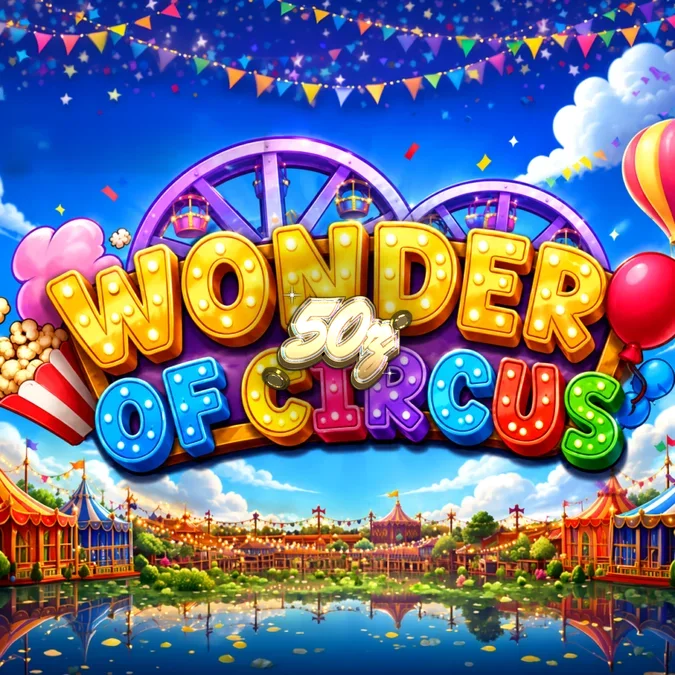 Tampilan visual slot Wonder of Circus dengan tema karnaval yang ceria